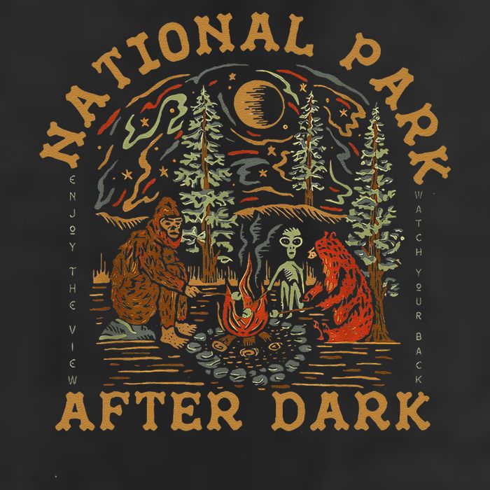 Funny National Park After Dark Gift 7 Panel Mesh Trucker Snapback Hat