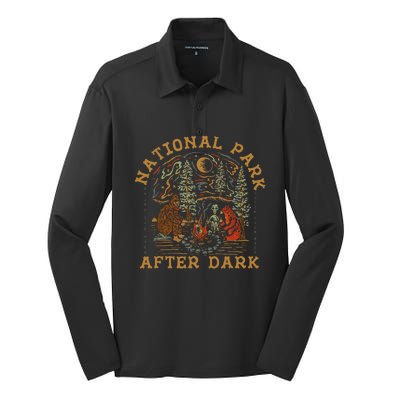 Funny National Park After Dark Gift Silk Touch Performance Long Sleeve Polo