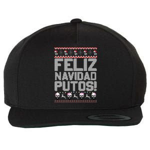 Feliz Navidad Putos Funny Mexican Ugly Christmas Party Gift Wool Snapback Cap