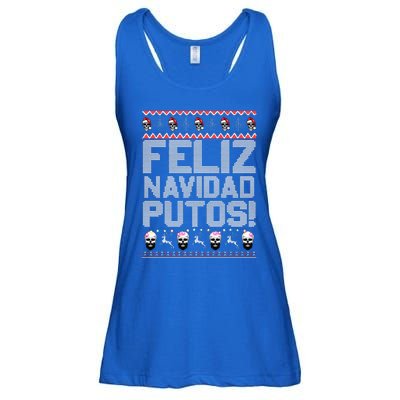 Feliz Navidad Putos Funny Mexican Ugly Christmas Party Gift Ladies Essential Flowy Tank