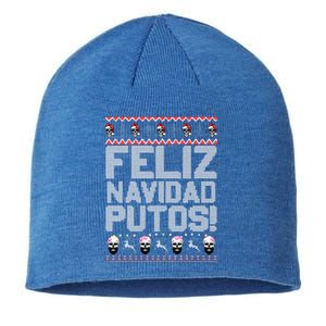 Feliz Navidad Putos Funny Mexican Ugly Christmas Party Gift Sustainable Beanie