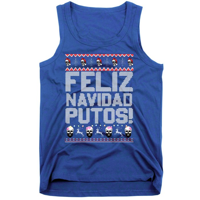 Feliz Navidad Putos Funny Mexican Ugly Christmas Party Gift Tank Top