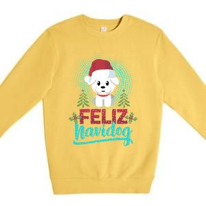 Feliz Navidog Poodle Dog Christmas Tree Christmas Gift Funny Gift Premium Crewneck Sweatshirt