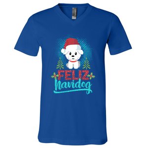 Feliz Navidog Poodle Dog Christmas Tree Christmas Gift Funny Gift V-Neck T-Shirt