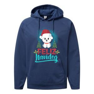 Feliz Navidog Poodle Dog Christmas Tree Christmas Gift Funny Gift Performance Fleece Hoodie