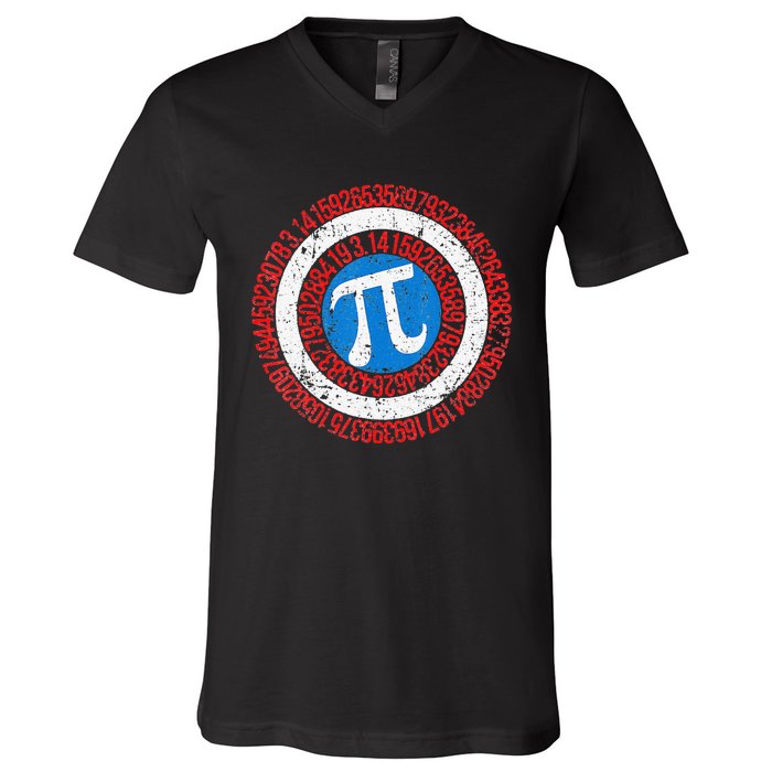 funny National Pi Day Math Teacher Captain V-Neck T-Shirt