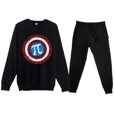 funny National Pi Day Math Teacher Captain Premium Crewneck Sweatsuit Set