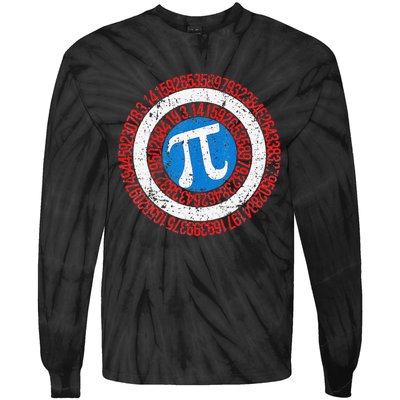 funny National Pi Day Math Teacher Captain Tie-Dye Long Sleeve Shirt