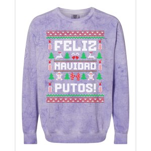 Feliz Navidad Putos Funny Christmas Sweater Design Sweatshirt Colorblast Crewneck Sweatshirt