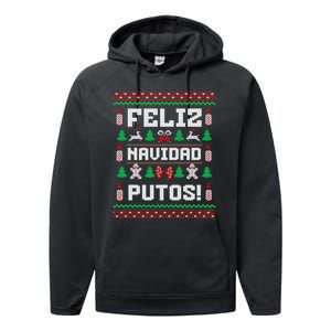 Feliz Navidad Putos Funny Christmas Sweater Design Sweatshirt Performance Fleece Hoodie