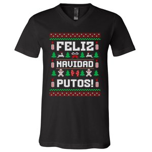 Feliz Navidad Putos Funny Christmas Sweater Design Sweatshirt V-Neck T-Shirt