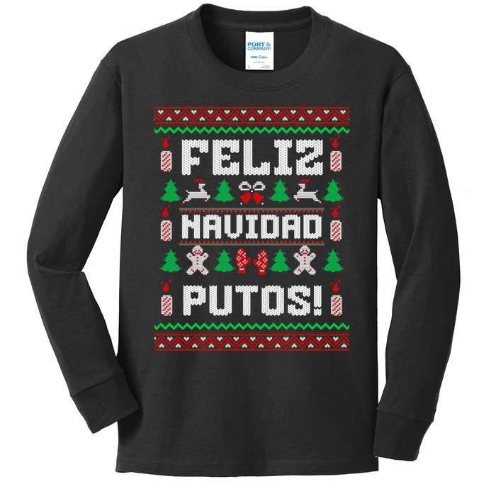 Feliz Navidad Putos Funny Christmas Sweater Design Sweatshirt Kids Long Sleeve Shirt