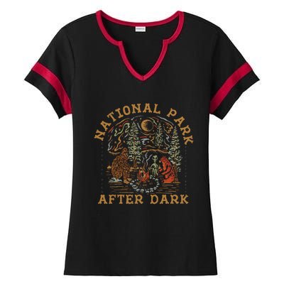 Funny National Park After Dark Adventure Ladies Halftime Notch Neck Tee