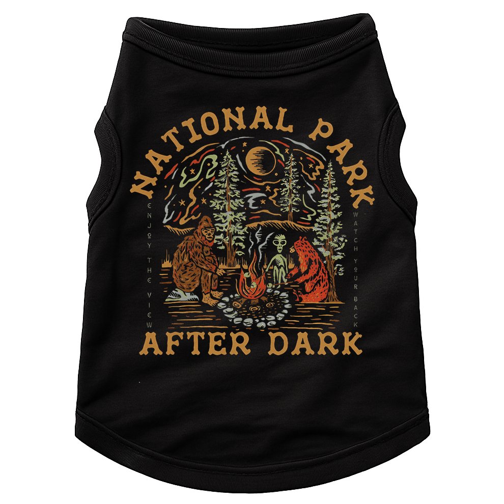 Funny National Park After Dark Adventure Doggie Tank