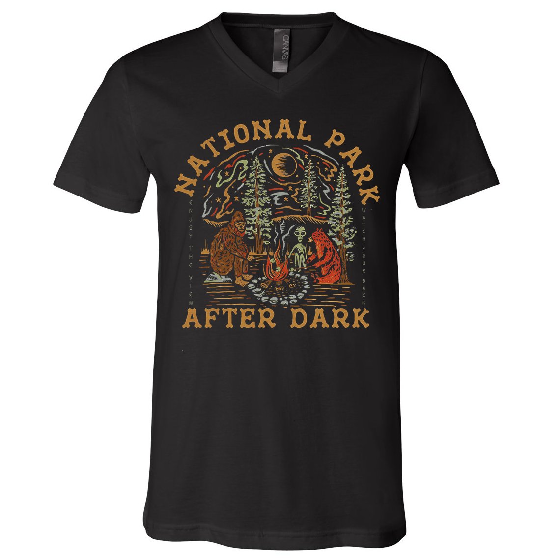 Funny National Park After Dark Adventure V-Neck T-Shirt