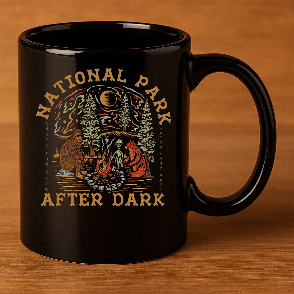 Funny National Park After Dark Adventure 11oz C Handle Ceramic Mug