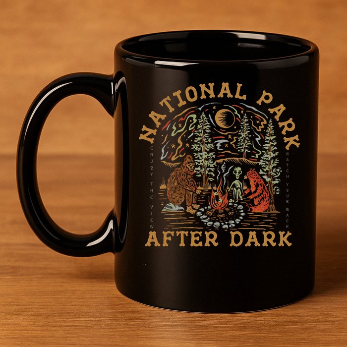 Funny National Park After Dark Adventure 11oz C Handle Ceramic Mug