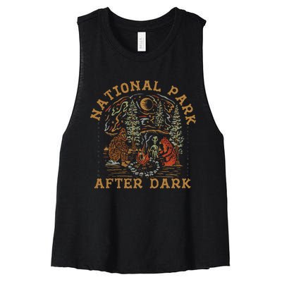 Funny National Park After Dark Adventure Women's Racerback Cropped Tank