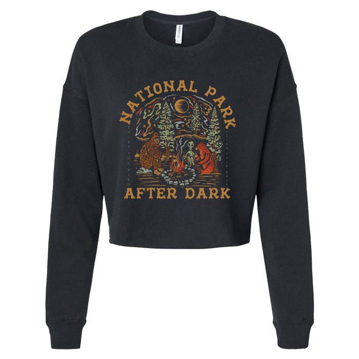 Funny National Park After Dark Adventure Cropped Pullover Crew