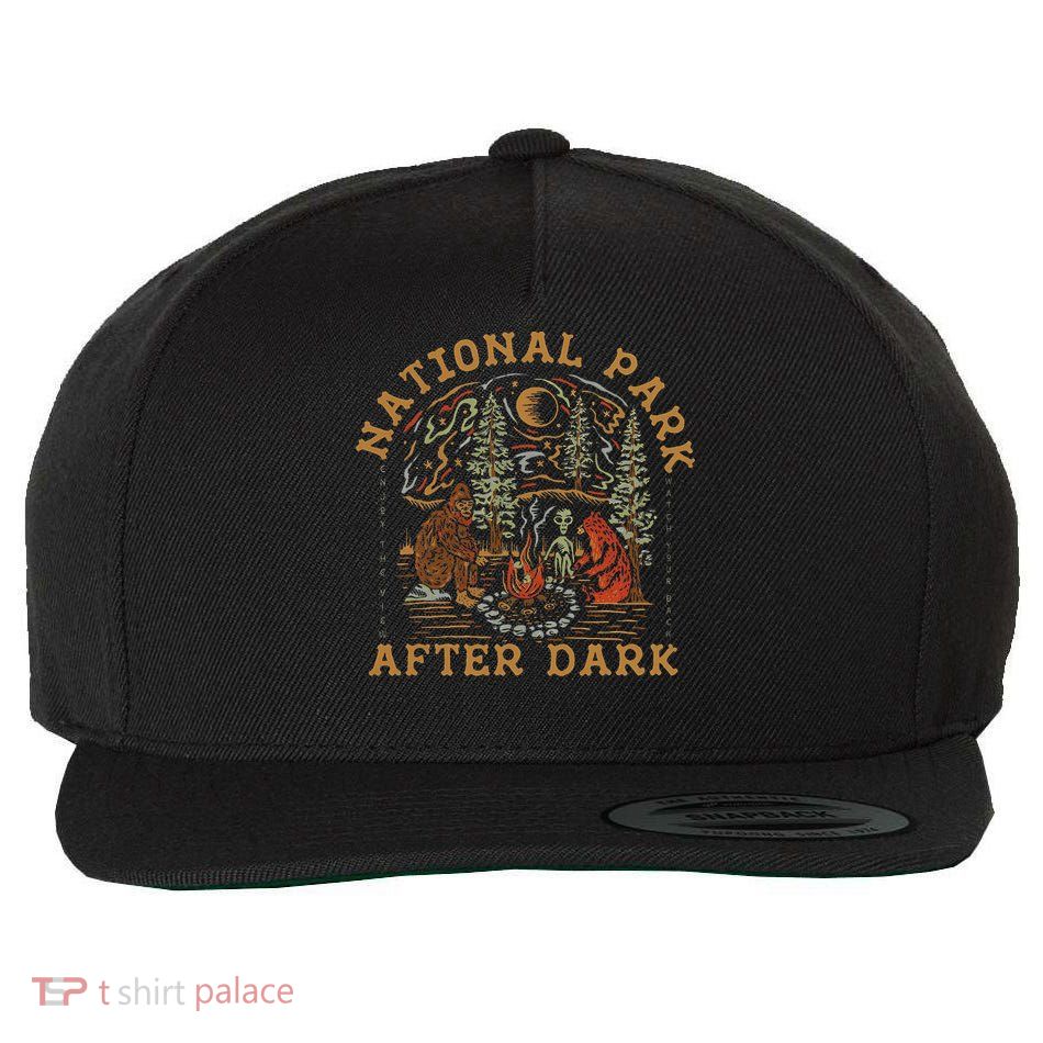 Funny National Park After Dark Adventure Wool Snapback Cap