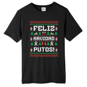 Feliz Navidad Putos Funny Mexican Christmas Sweater Design Tall Fusion ChromaSoft Performance T-Shirt