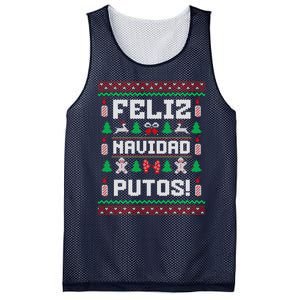 Feliz Navidad Putos Funny Mexican Christmas Sweater Design Mesh Reversible Basketball Jersey Tank