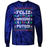 Feliz Navidad Putos Funny Mexican Christmas Sweater Design Tie-Dye Long Sleeve Shirt