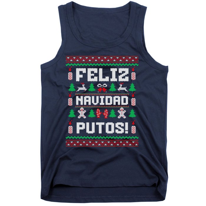 Feliz Navidad Putos Funny Mexican Christmas Sweater Design Tank Top