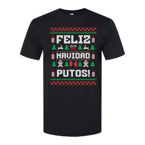 Feliz Navidad Putos Funny Mexican Christmas Sweater Design Softstyle CVC T-Shirt