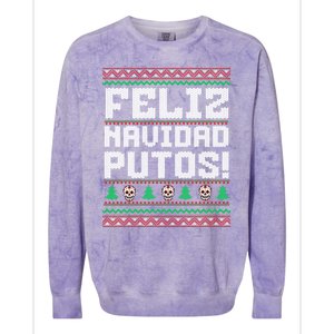 Feliz Navidad Putos Funny Mexican Christmas Sweater Colorblast Crewneck Sweatshirt