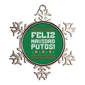 Feliz Navidad Putos Funny Mexican Christmas Sweater Metallic Star Ornament