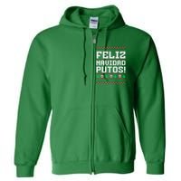 Feliz Navidad Putos Funny Mexican Christmas Sweater Full Zip Hoodie