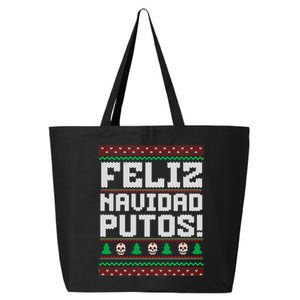 Feliz Navidad Putos Funny Mexican Christmas Sweater 25L Jumbo Tote