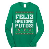 Feliz Navidad Putos Funny Mexican Christmas Sweater Long Sleeve Shirt