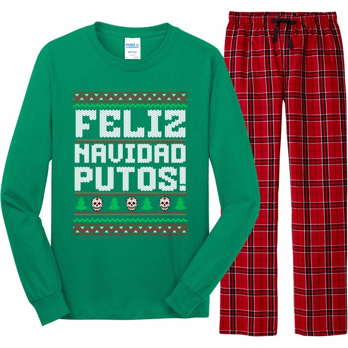 Feliz Navidad Putos Funny Mexican Christmas Sweater Long Sleeve Pajama Set