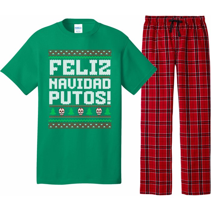 Feliz Navidad Putos Funny Mexican Christmas Sweater Pajama Set