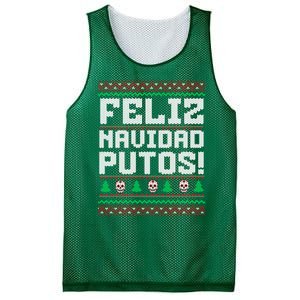 Feliz Navidad Putos Funny Mexican Christmas Sweater Mesh Reversible Basketball Jersey Tank