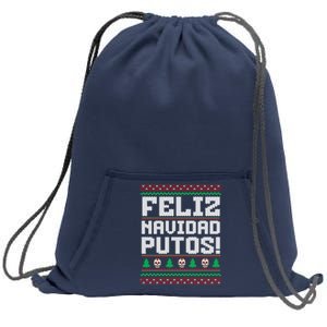 Feliz Navidad Putos Funny Mexican Christmas Sweater Sweatshirt Cinch Pack Bag