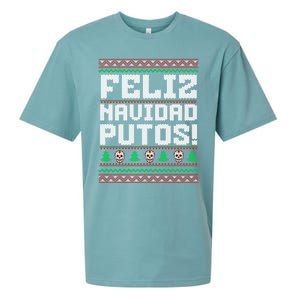 Feliz Navidad Putos Funny Mexican Christmas Sweater Sueded Cloud Jersey T-Shirt