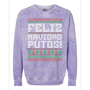 Feliz Navidad Putos Mexican Christmas Sweater Funny Colorblast Crewneck Sweatshirt