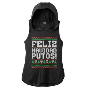 Feliz Navidad Putos Mexican Christmas Sweater Funny Ladies PosiCharge Tri-Blend Wicking Draft Hoodie Tank