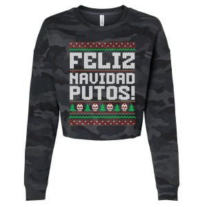 Feliz Navidad Putos Mexican Christmas Sweater Funny Cropped Pullover Crew