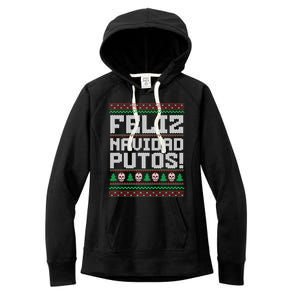 Feliz Navidad Putos Mexican Christmas Sweater Funny Women's Fleece Hoodie