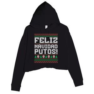 Feliz Navidad Putos Mexican Christmas Sweater Funny Crop Fleece Hoodie