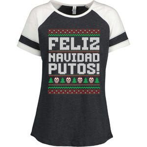 Feliz Navidad Putos Mexican Christmas Sweater Funny Enza Ladies Jersey Colorblock Tee