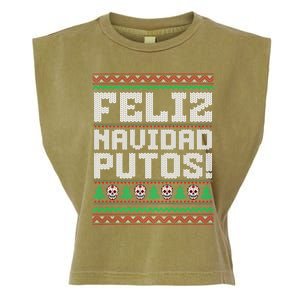 Feliz Navidad Putos Mexican Christmas Sweater Funny Garment-Dyed Women's Muscle Tee