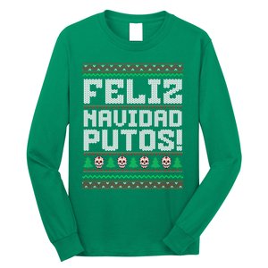 Feliz Navidad Putos Mexican Christmas Sweater Funny Long Sleeve Shirt