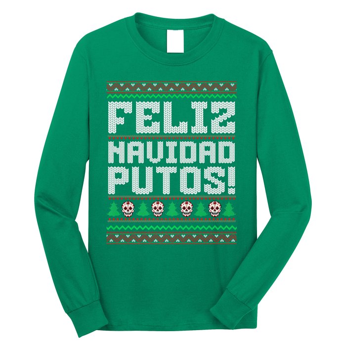 Feliz Navidad Putos Mexican Christmas Sweater Funny Long Sleeve Shirt