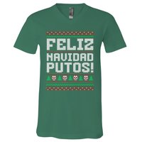 Feliz Navidad Putos Mexican Christmas Sweater Funny V-Neck T-Shirt