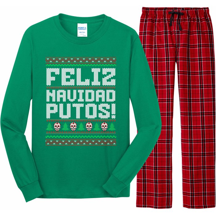 Feliz Navidad Putos Mexican Christmas Sweater Funny Long Sleeve Pajama Set